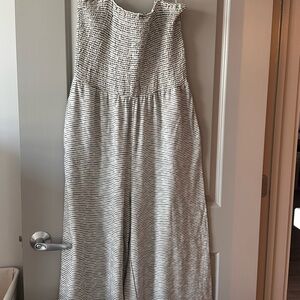 Old Navy Black and White Striped Jumpsuit